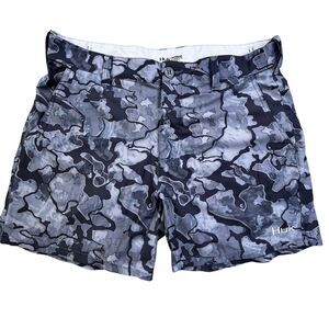 HUK Fishing Low Country Shorts Men’s XL Blue Camo 6” Inseam Cargo Pocket